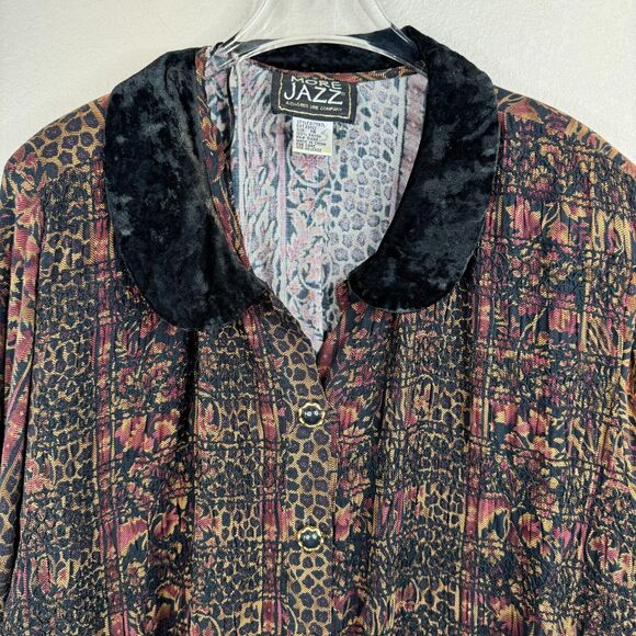 More Jazz Women Floral Print Button Up Shirt Dress Long Sleeve Size 16 Boho Core - Picture 3 of 11